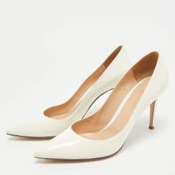 Pre Owned Gianvito Rossi White Patent Leather Plexi Pumps Size 41