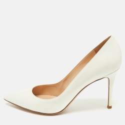 Pre Owned Gianvito Rossi White Patent Leather Plexi Pumps Size 41