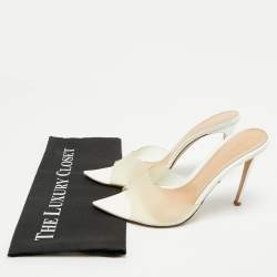 Pre Owned Gianvito Rossi White PVC Elle Slide Sandals Size 41