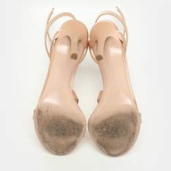 Pre Owned Gianvito Rossi Beige Satin Opera Twirl Ankle Wrap Sandals Size 38.5