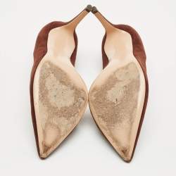 Pre Owned Gianvito Rossi Dark Brown Suede Gianvito 105 Pointed Toe Pumps Size 41