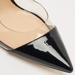 Pre Owned Gianvito Rossi Black Patent Leather and PVC Plexi Pointed Toe Pumps Size 42