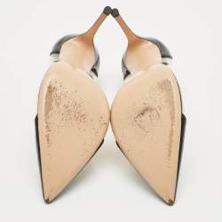 Pre Owned Gianvito Rossi Black Patent Leather and PVC Plexi Pointed Toe Pumps Size 42