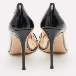 Pre Owned Gianvito Rossi Black Patent Leather and PVC Plexi Pointed Toe Pumps Size 42