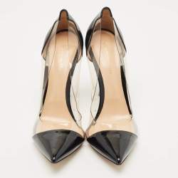 Pre Owned Gianvito Rossi Black Patent Leather and PVC Plexi Pointed Toe Pumps Size 42