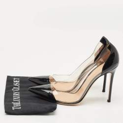 Pre Owned Gianvito Rossi Black Patent Leather and PVC Plexi Pointed Toe Pumps Size 42