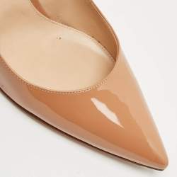 Pre Owned Gianvito Rossi Beige Patent Leather Gianvito 85 Pointed Toe Pumps Size 41