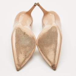 Pre Owned Gianvito Rossi Beige Patent Leather Gianvito 85 Pointed Toe Pumps Size 41