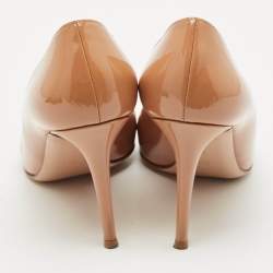 Pre Owned Gianvito Rossi Beige Patent Leather Gianvito 85 Pointed Toe Pumps Size 41