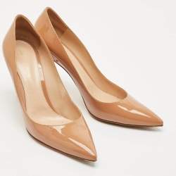 Pre Owned Gianvito Rossi Beige Patent Leather Gianvito 85 Pointed Toe Pumps Size 41