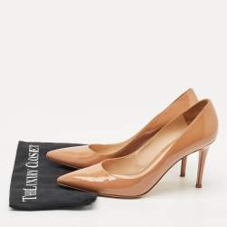 Pre Owned Gianvito Rossi Beige Patent Leather Gianvito 85 Pointed Toe Pumps Size 41