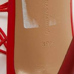 Pre Owned Gianvito Rossi Red/Transparent Leather and PVC Skye Ankle Tie Sandals Size 39.5