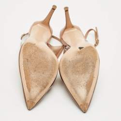 Pre Owned Gianvito Rossi Brown Leather and PVC Kyle Pointed Toe Slingback Pumps Size 41.5