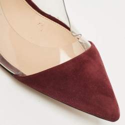 Pre Owned Gianvito Rossi Burgundy/Transparent Suede and PVC Plexi Pumps Size 41