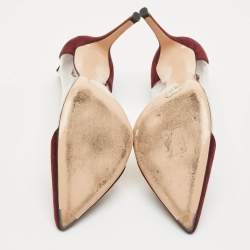 Pre Owned Gianvito Rossi Burgundy/Transparent Suede and PVC Plexi Pumps Size 41