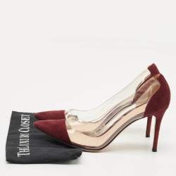 Pre Owned Gianvito Rossi Burgundy/Transparent Suede and PVC Plexi Pumps Size 41