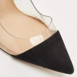 Pre Owned Gianvito Rossi Black/Beige Suede and PVC Plexi Pumps Size 38.5