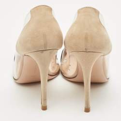 Pre Owned Gianvito Rossi Black/Beige Suede and PVC Plexi Pumps Size 38.5