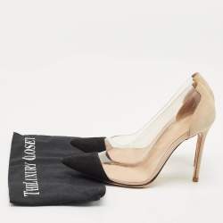 Pre Owned Gianvito Rossi Black/Beige Suede and PVC Plexi Pumps Size 38.5