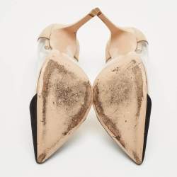 Pre Owned Gianvito Rossi Black/Beige Suede and PVC Plexi Pumps Size 38.5