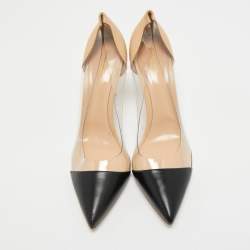 Pre Owned Gianvito Rossi Two Tone Patent Leather and PVC Plexi Pumps Size 41