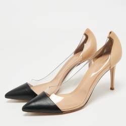 Pre Owned Gianvito Rossi Two Tone Patent Leather and PVC Plexi Pumps Size 41