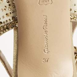 Pre Owned Gianvito Rossi Gold Mesh Regina Crystals Slingback Pumps Size 37