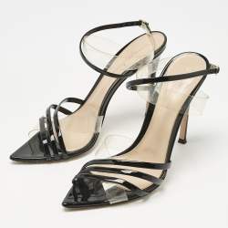 Pre Owned Gianvito Rossi Black/Transparent PVC and  Patent Leather Kim Ankle Strap Sandals Size 38