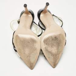 Pre Owned Gianvito Rossi Black/Transparent PVC and  Patent Leather Kim Ankle Strap Sandals Size 38