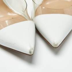 Pre Owned Gianvito Rossi White/Transparent  Leather and PVC Plexi Pumps Size 39