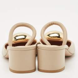 Pre Owned Gianvito Rossi Beige Leather Sphera Block Heel Pumps Size 40