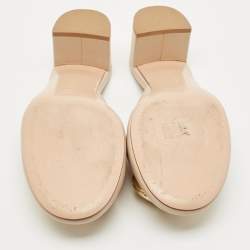 Pre Owned Gianvito Rossi Beige Leather Sphera Block Heel Pumps Size 40