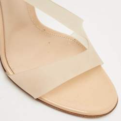 Pre Owned Gianvito Rossi Beige PVC Metropolis Slingback Sandals Size 39