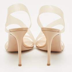 Pre Owned Gianvito Rossi Beige PVC Metropolis Slingback Sandals Size 39