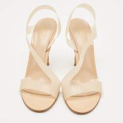Pre Owned Gianvito Rossi Beige PVC Metropolis Slingback Sandals Size 39