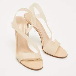 Pre Owned Gianvito Rossi Beige PVC Metropolis Slingback Sandals Size 39