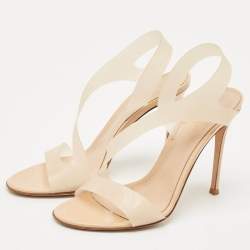 Pre Owned Gianvito Rossi Beige PVC Metropolis Slingback Sandals Size 39