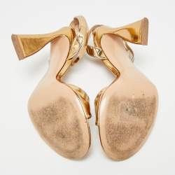 Pre Owned Gianvito Rossi Gold Leather Slingback Heeled Sandals Size 39