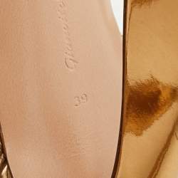 Pre Owned Gianvito Rossi Gold Leather Slingback Heeled Sandals Size 39