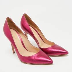 Pre Owned Gianvito Rossi Metallic Pink Leather Plexi Pumps Size 39
