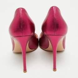 Pre Owned Gianvito Rossi Metallic Pink Leather Plexi Pumps Size 39