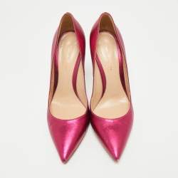 Pre Owned Gianvito Rossi Metallic Pink Leather Plexi Pumps Size 39