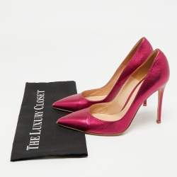 Pre Owned Gianvito Rossi Metallic Pink Leather Plexi Pumps Size 39