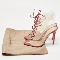 Pre Owned Gianvito Rossi Red PVC and Leather Helmut Boots Size 39