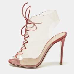 Pre Owned Gianvito Rossi Red PVC and Leather Helmut Boots Size 39