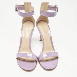 Pre Owned Gianvito Rossi Lilac Patent Leather Portofino Sandals Size 39