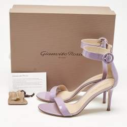Pre Owned Gianvito Rossi Lilac Patent Leather Portofino Sandals Size 39