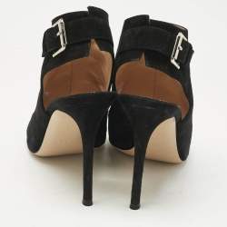 Pre Owned Gianvito Rossi Black Suede Open Toe Slingback Sandals Size 39.5