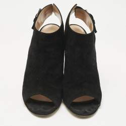 Pre Owned Gianvito Rossi Black Suede Open Toe Slingback Sandals Size 39.5