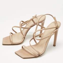 Pre Owned Gianvito Rossi Beige Leather Manilla Sandals Size 37